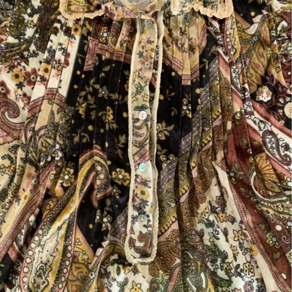 Echo Rose womens size medium tapestry paisley damask button front midi dress - Picture 9 of 11